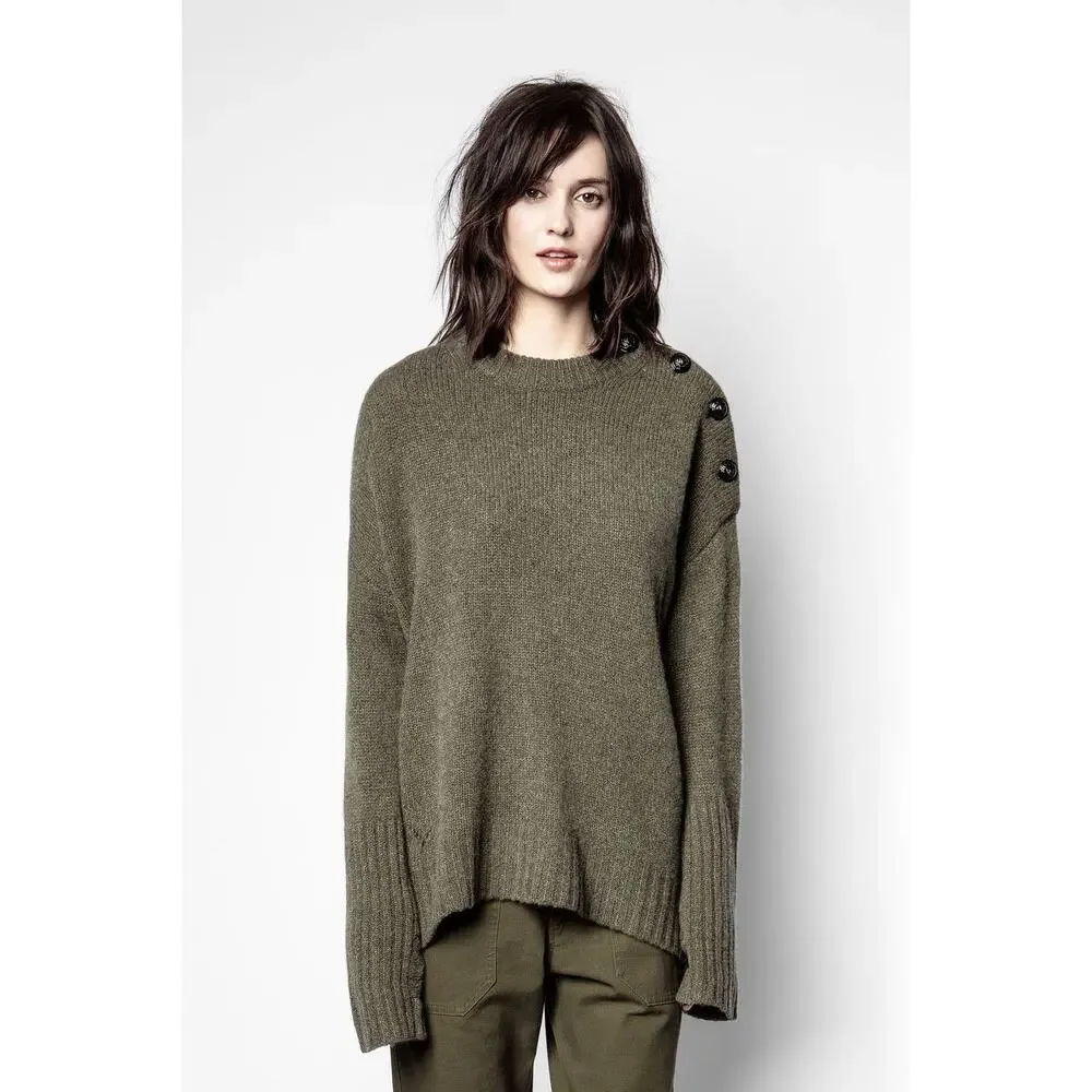 Zadig & Voltaire Green 100% Cashmere Malta Knit Sweater Size XS - Picture 2 of 9